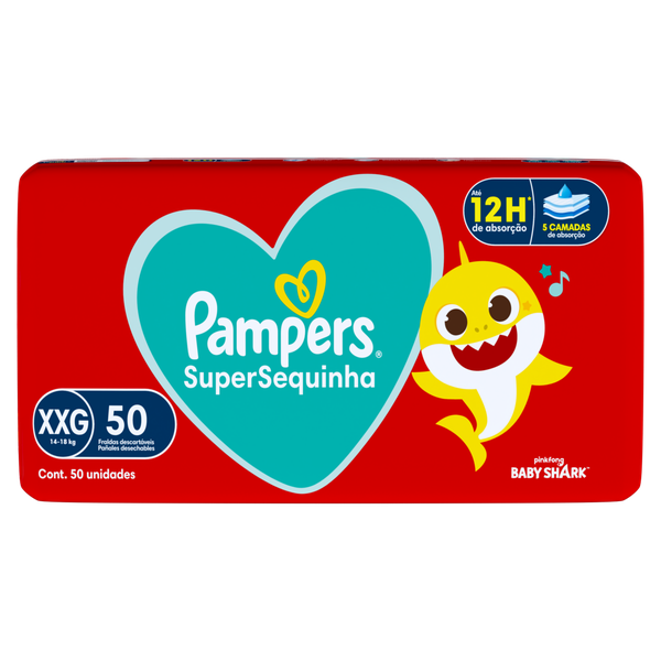 Fralda Pampers Baby Shark Tam Xxg Com 50 Tiras