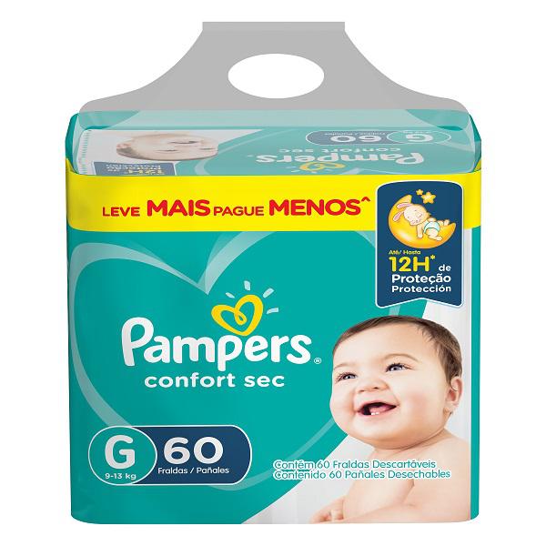 Fralda Pampers Confort Sec Fortebag g C/60un