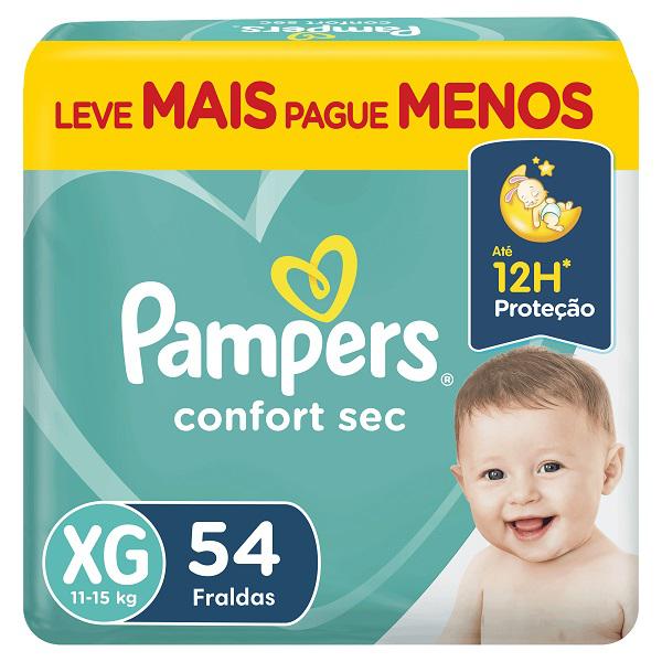 Fralda Pampers Confort Sec Fortebag Xg C/54und
