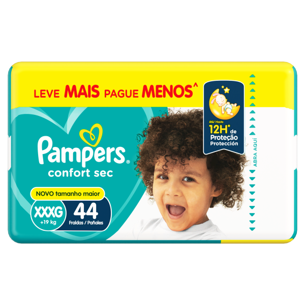 Fralda Pampers Confort Sec Lev/Pag Bag Xxxg C/44