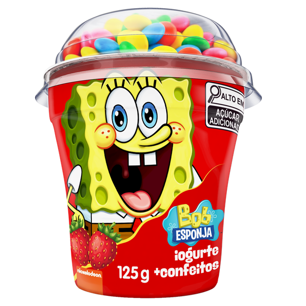 Iogurte Bob Esponja Morango Com Confeito Copo 125g