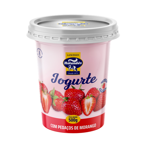 Iogurte Natural Pedaços Morango Holandês 500gr