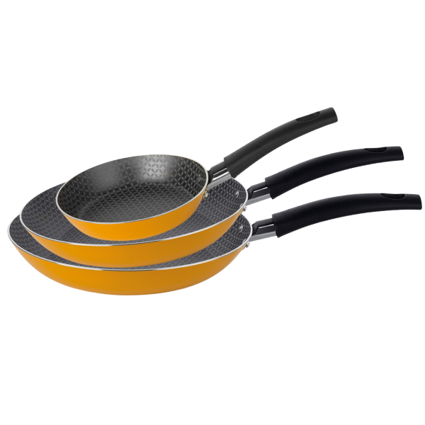 Kit Frigideiras Multifron com 3 Frigideiras Amarelas 14/20/24