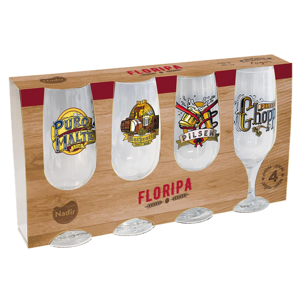 Kit Taças Floripa 300ml Decorado Embalagem com 4 Unds