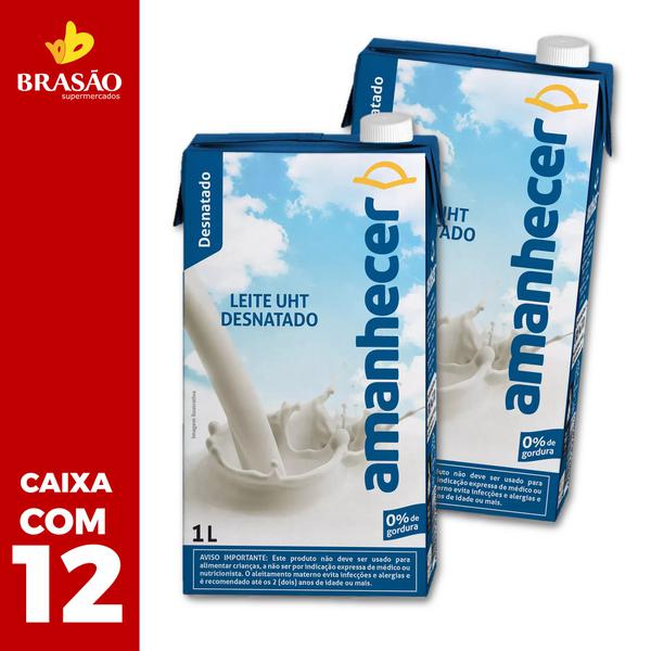 Leite Uht Amanhecer Desnatado 1L Cx c/12