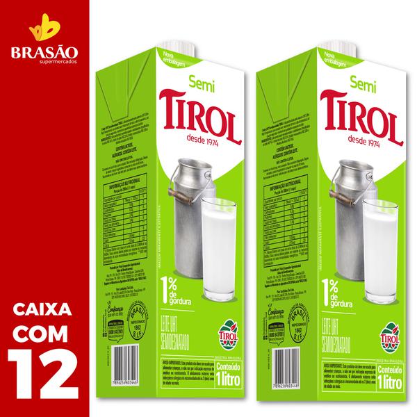 Leite Uht Tirol Semidesnatado c/Tampa 1L Cx c/12
