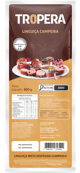 Linguiça Campeira Tropera Resfriada Arvoredo 600g
