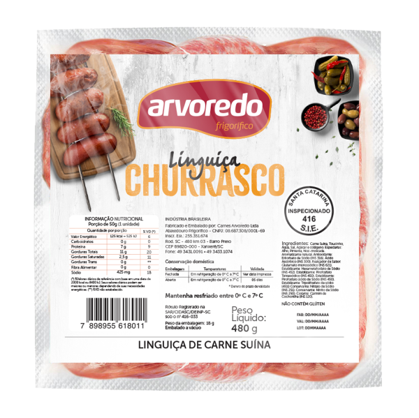 Linguiça Churrasco Resfriada Arvoredo 480g