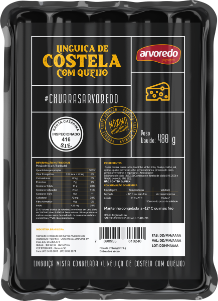 Linguiça Costela Bovina Queijo Arvoredo 480g
