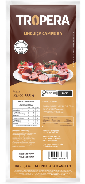 Linguica Tropera Campeira Congelada Arvoredo 600g