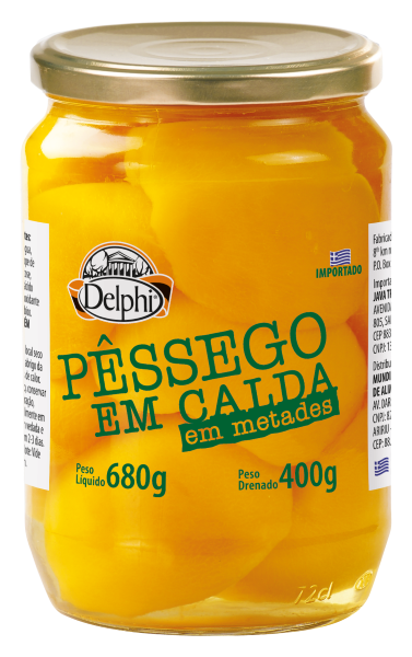 Pêssego Em Calda Grego Delphi Vidro 400g (Importação Brasão)