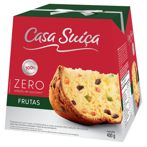 Panettone Casa Suiça Frutas Zero Açúcar 400g