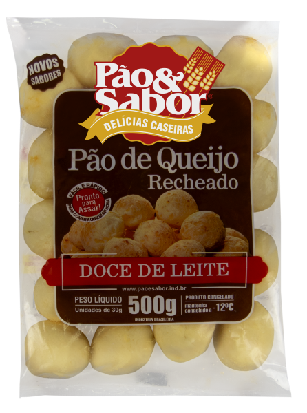 Pao De Queijo Pão e Sabor Recheado Doce De Leite 500gr