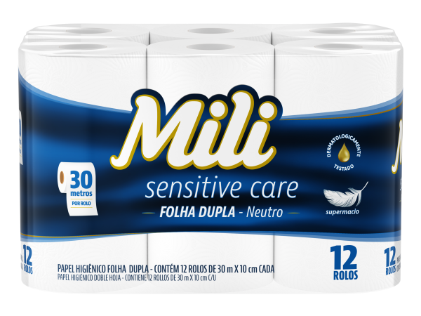 Papel Higiênico Mili Folha Dupla 30m c/12 Unds
