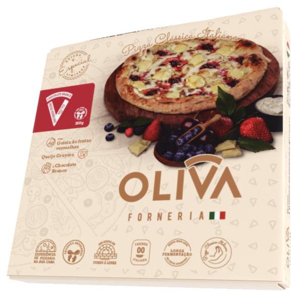 Pizza Oliva Chocolate Branco Com Frutas Vermelhas 350g