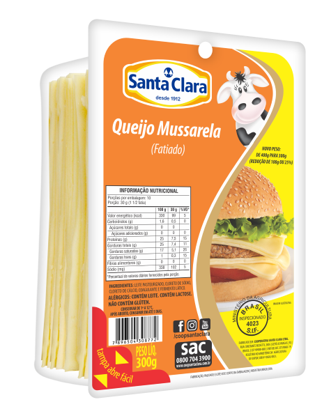Queijo Mussarela Fatiado Santa Clara 300g