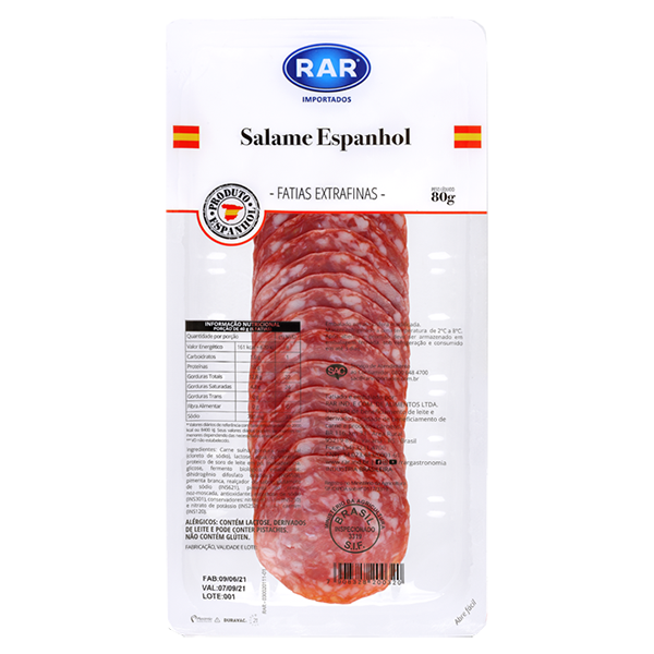 Salame Espanhol Rar Fatiado 80g