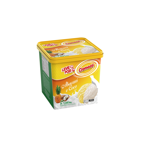 Sorvete Cremoso Abacaxi e Coco 3L