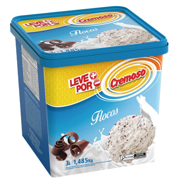 Sorvete Cremoso Flocos 3L