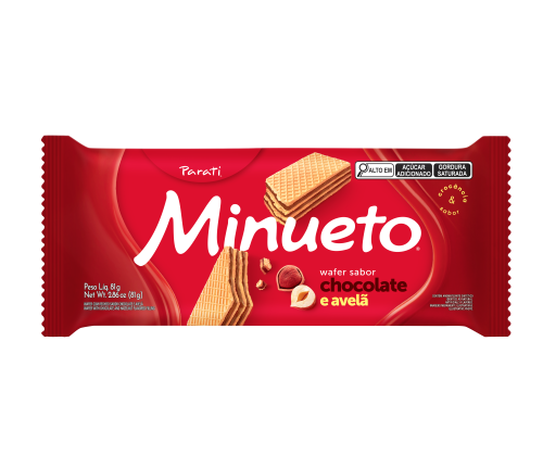Wafer Parati Minueto Chocolate Avelã 81g