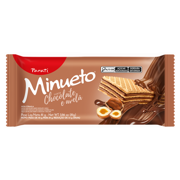 Wafer Parati Minueto Chocolate Avelã 81g