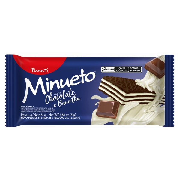 Wafer Parati Minueto Chocolate Baunilha 81g