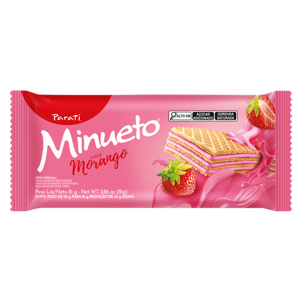 Wafer Parati Minueto Morango 81g