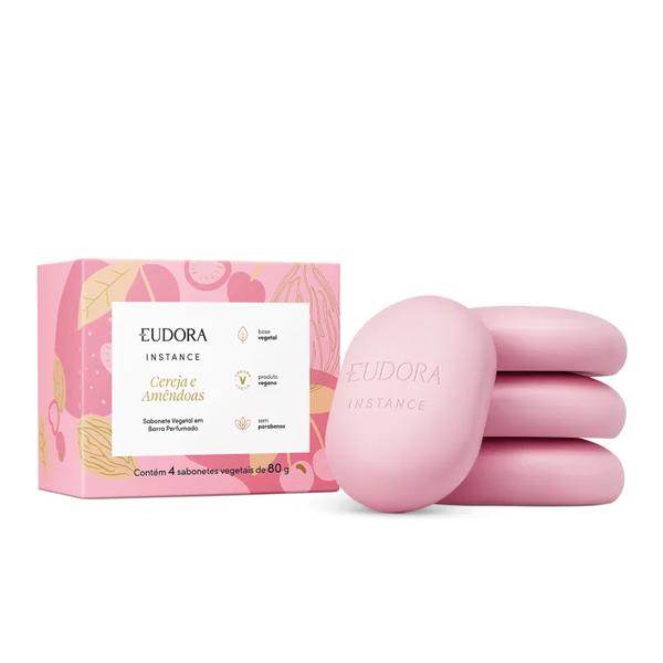 KIT 4 SABONETES PERFUMADOS CEREJA E AMENDOAS EUDORA