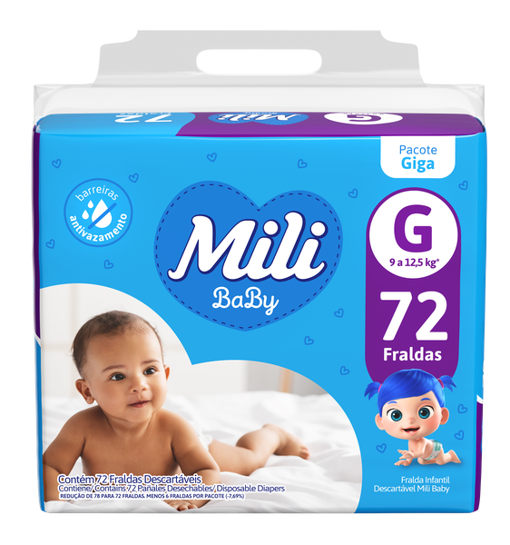FRALDA DESCARTAVEL MILI GIGA G PCT/72UND