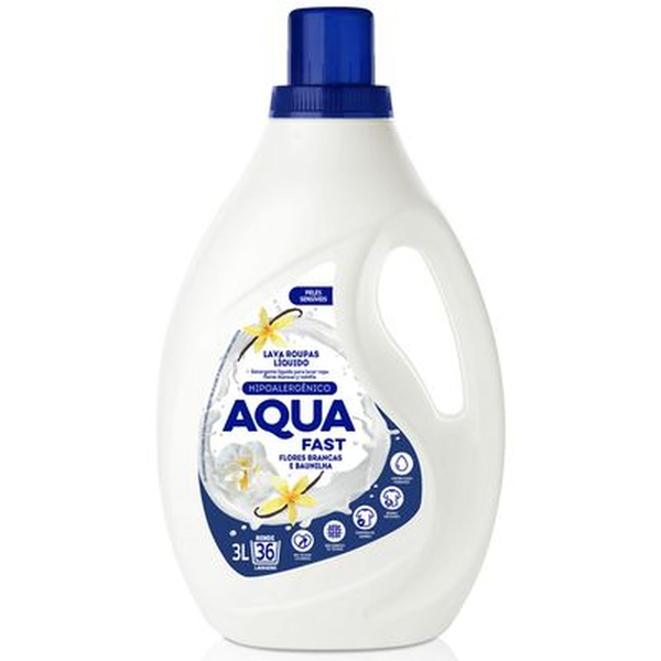 LAVA ROUPA AQUAFAST 3L FLORES BRANCAS E