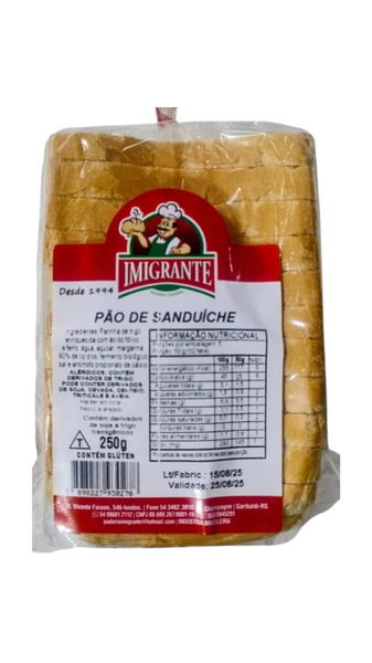 PAO IMIGRANTE 250G P/SANDUICHE