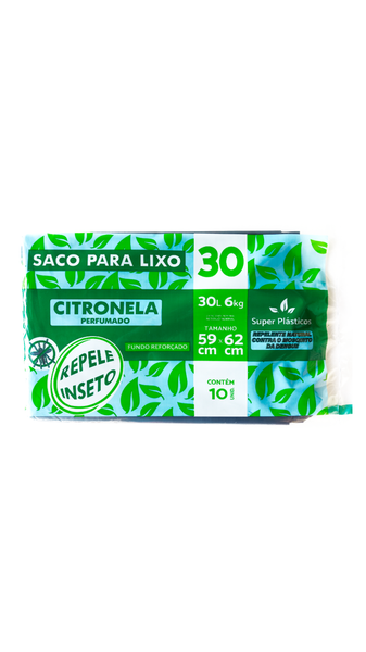SACO P/LIXO S PLASTICOS ALMOFADA 30L-10UN