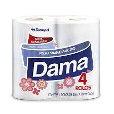 PAPEL HIGIENICO DAMA FOLHA SIMPLES NEUTRO 4X30M