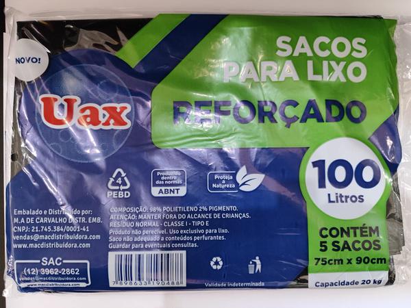 SACO LIXO UAX REFORCADO 100L C/5UN