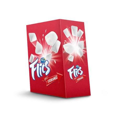 CHICLE FLICS 17G CRT MORANGO  DP C 12 UND