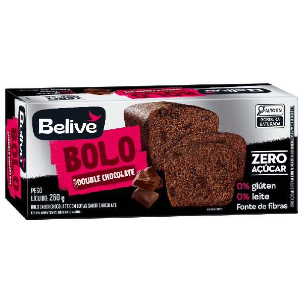 Bolo Belive 260g Zero Acucar Chocolate Com Gotas De Choc. S/G S/L