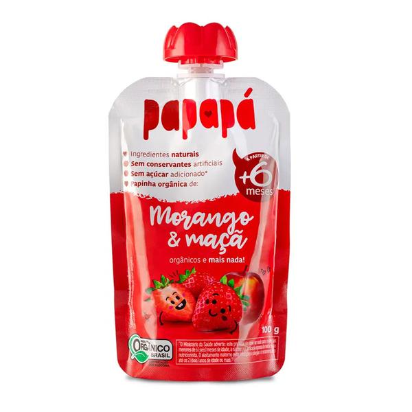 Papinha Organica Papapa 100g Morango/Maca