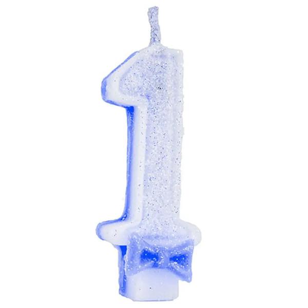 Vela Aniv.Regina Cint. Glitter Azul n 1