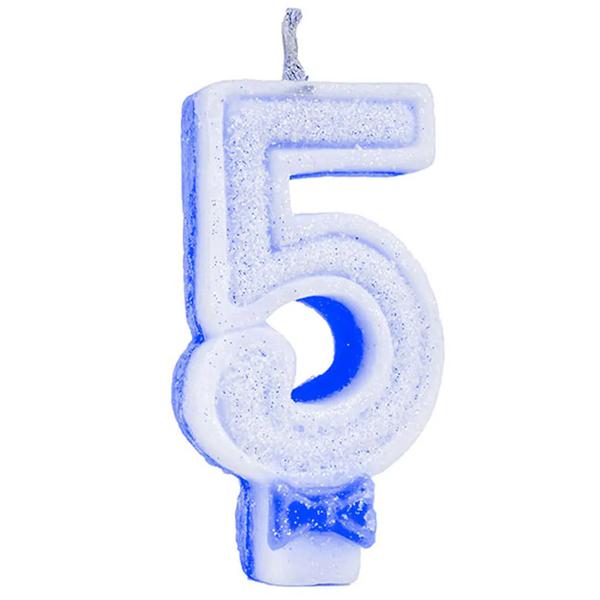 Vela Aniv.Regina Cint. Glitter Azul n 5