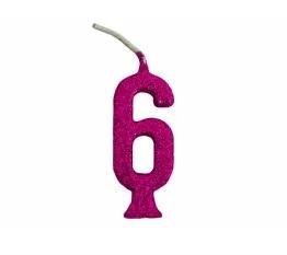 Vela Aniv.Regina Cint. Glitter Pink n 6