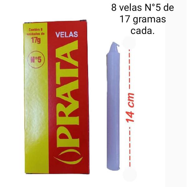 Vela Prata N03 Cartonagem C/8
