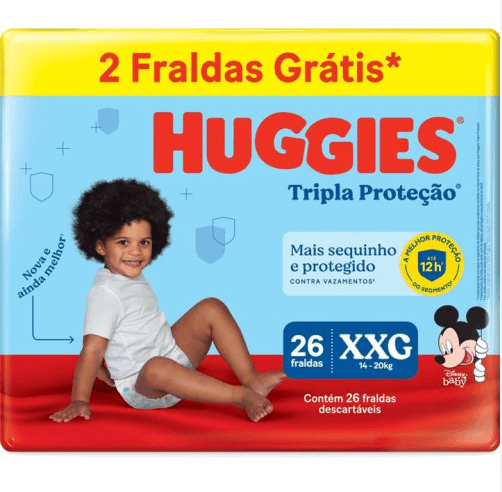 FRALDA DESC.TRIPLA PROT.MEGUINHA HUGGIES XXG 26UN