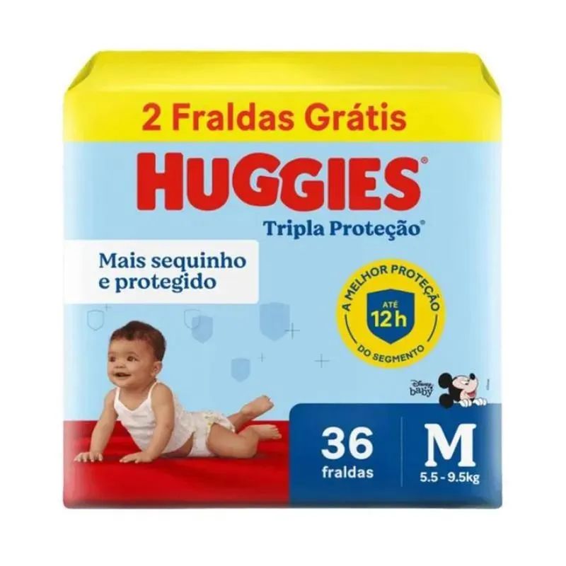FRALDA DESC.TRIPLA PROT.MEGUINHA HUGGIES M 36UN