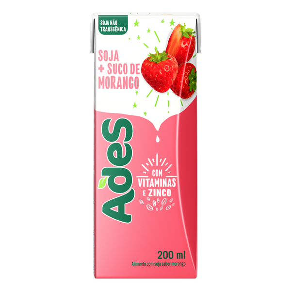 BEBIDA A BASE DE SOJA ADES MORANGO 200ML