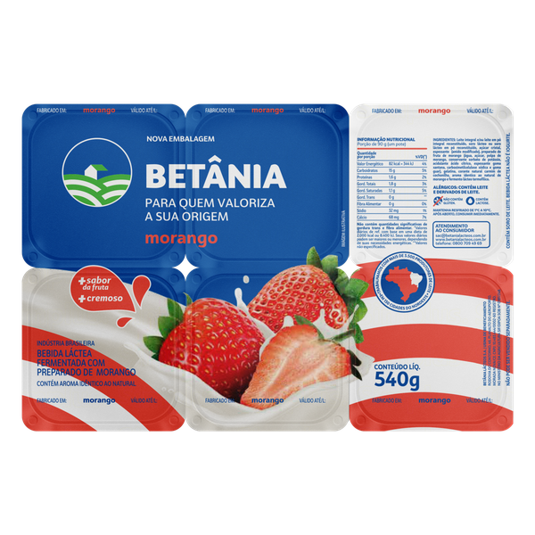 BEBIDA LACTEA FERMENTADA MORANGO BETANIA 540G