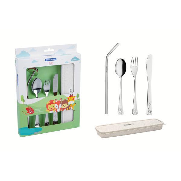 CONJ DE TALHERES INFANTIS TRAMONTINA ACO INOX C ESTOJO 05 PE