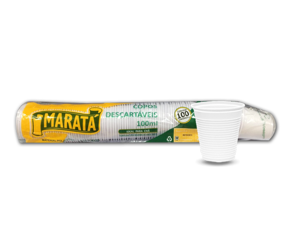 COPO PLAST. DESC.BRANCO MARATA 100ML C 100UN