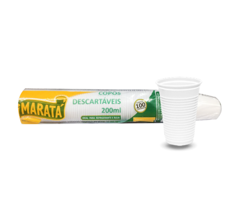 COPO PLAST. DESC.BRANCO MARATA 200ML C 100UN