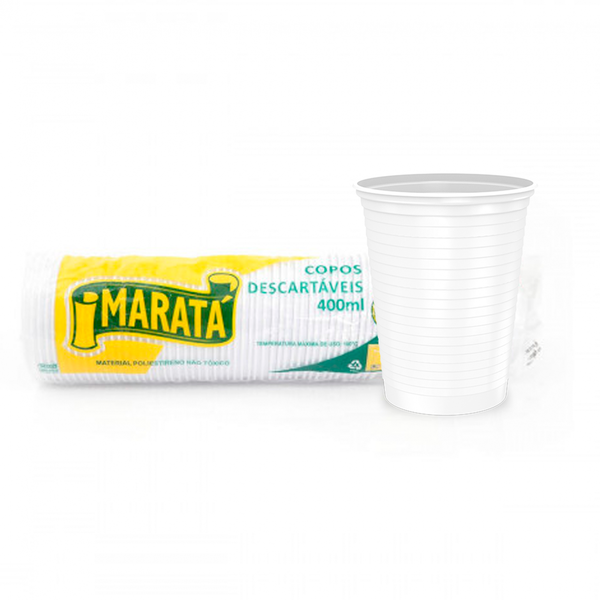 COPO PLAST. DESC.BRANCO MARATA 400ML C 50UN