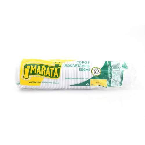 COPO PLAST. DESC.BRANCO MARATA 500ML C 50UN